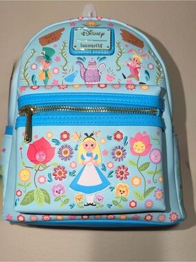 Loungefly Blue Alice in Wonderland Floral Mini Backpack